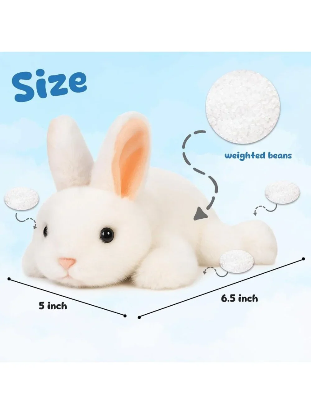 White Bunny Plush Stuffed Animal Cute Soft Rabbit Pocket Size Gift for Kids